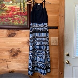 Navy J Crew maxi dress with geometric print 0P